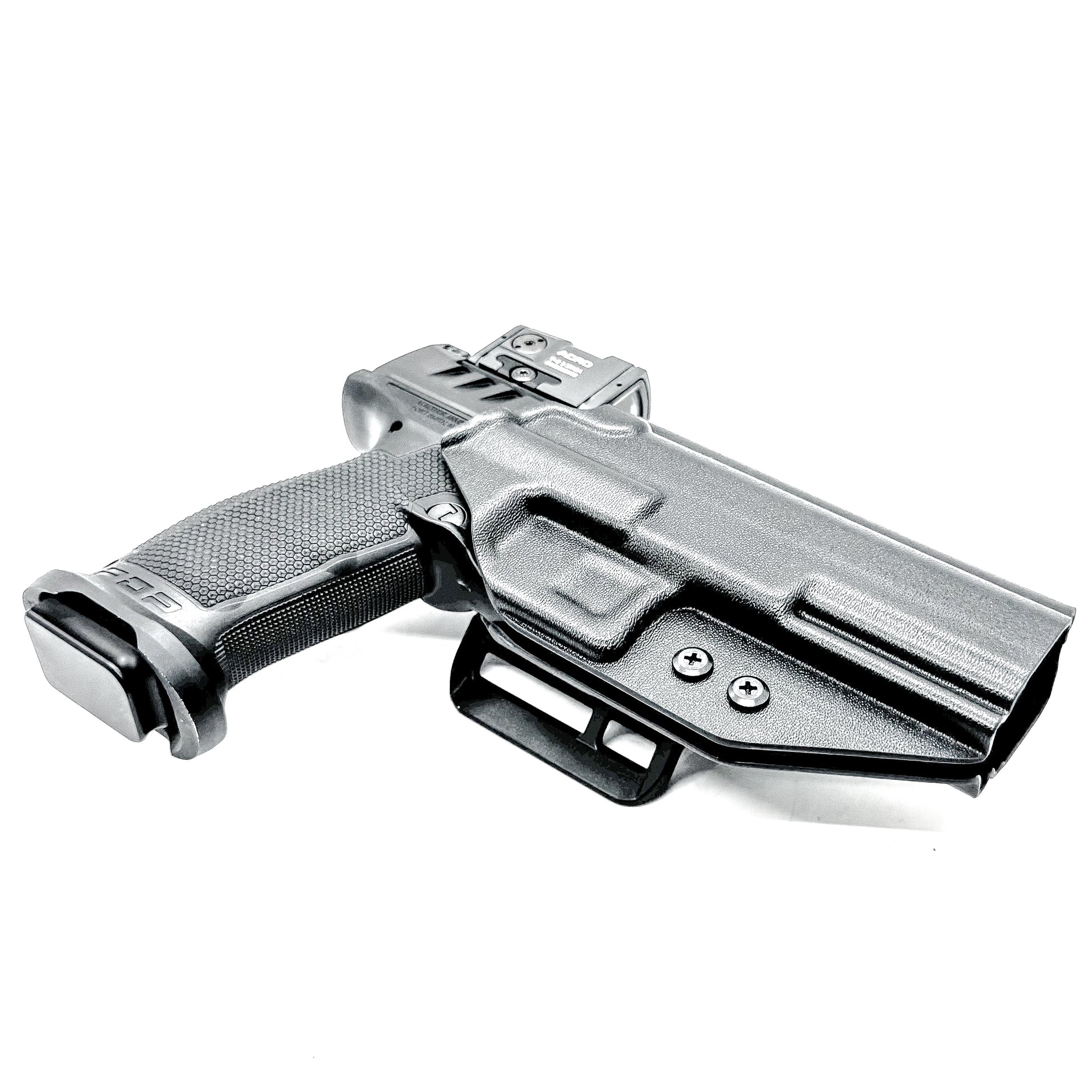 Walther Pro-X PMM 4.6" OWB holster with red dot cut — kydex outside waistband holster