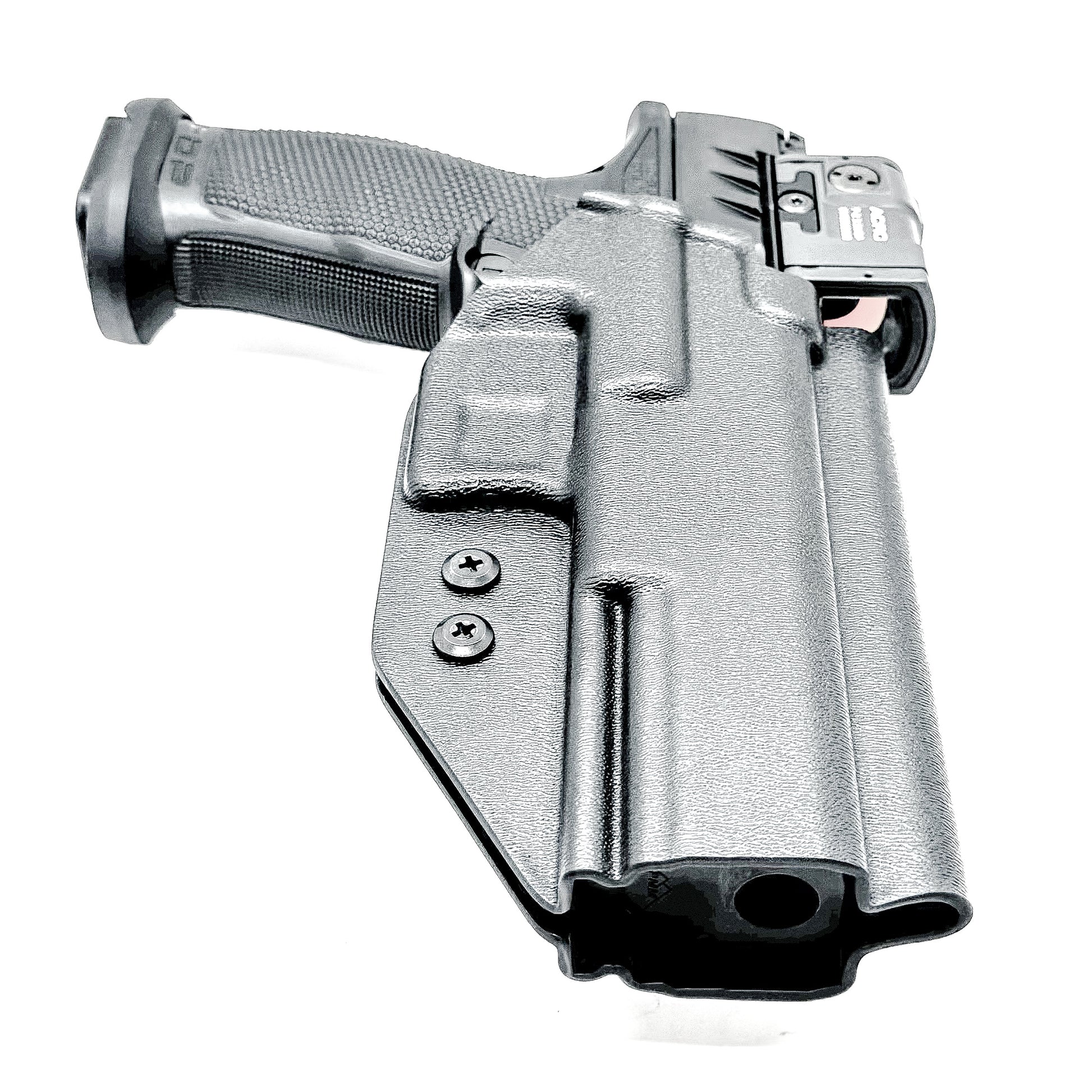 Walther Pro-X PMM 4.6" OWB holster with red dot cut — kydex outside waistband holster