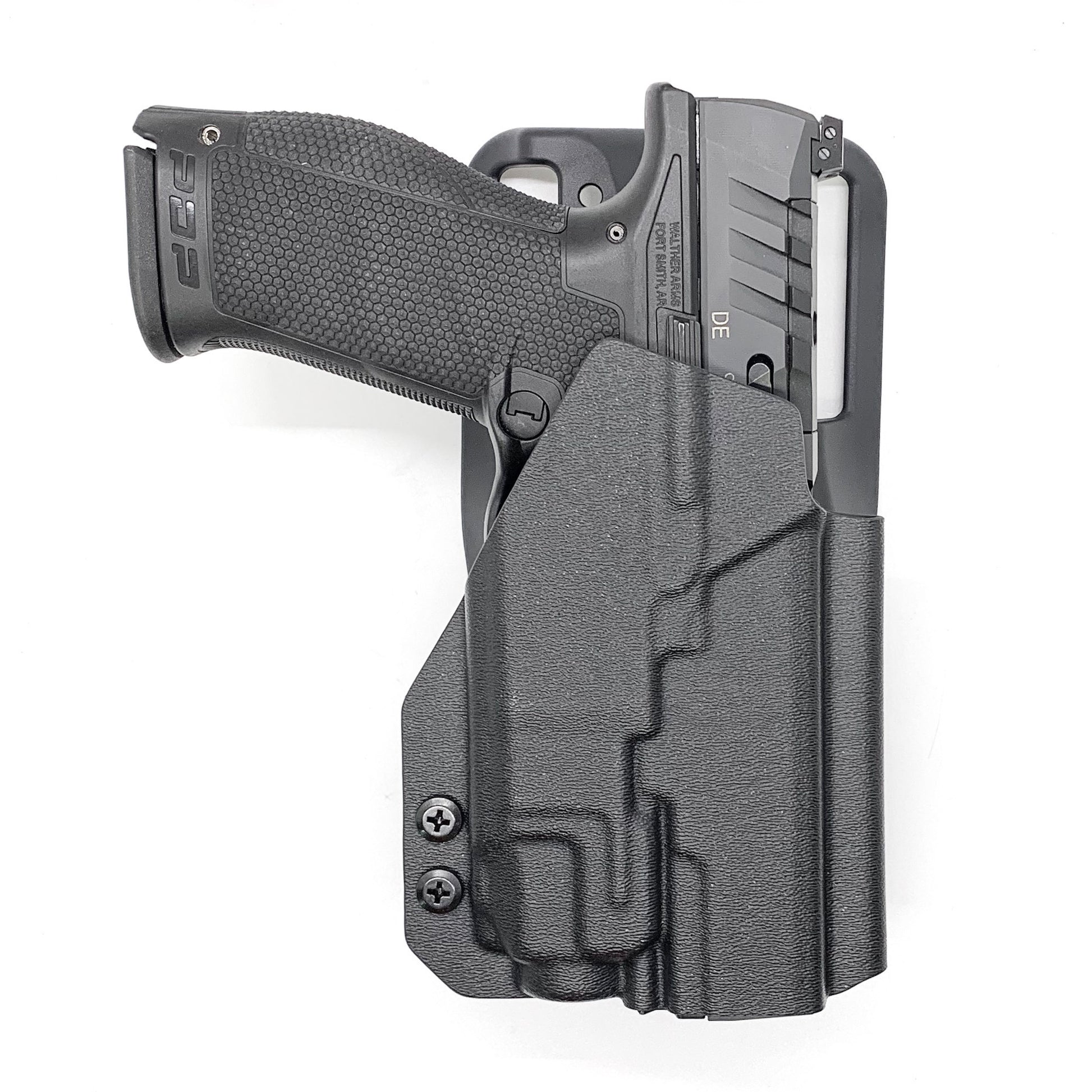 For the best outside waistband OWB Kydex duty or competition style holster designed to fit the Walther PDP 4" Compact pistol with the Streamlight TLR-8 mounted on the firearm, shop Four Brothers Holsters. Cut for red dot sights, adjustable retention, and open muzzle for threaded barrel or compensator