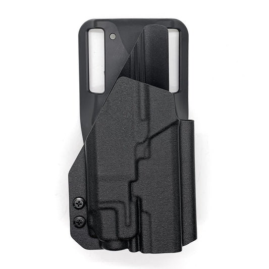 For the best outside waistband OWB Kydex duty or competition style holster designed to fit the Walther PDP 4" Compact pistol with the Streamlight TLR-8 mounted on the firearm, shop Four Brothers Holsters. Cut for red dot sights, adjustable retention, and open muzzle for threaded barrel or compensator