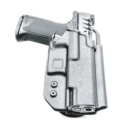 Black OWB Duty and Competition Holster with a Blade-Tech Duty Drop for the Walther PDP 3.5" pistol.