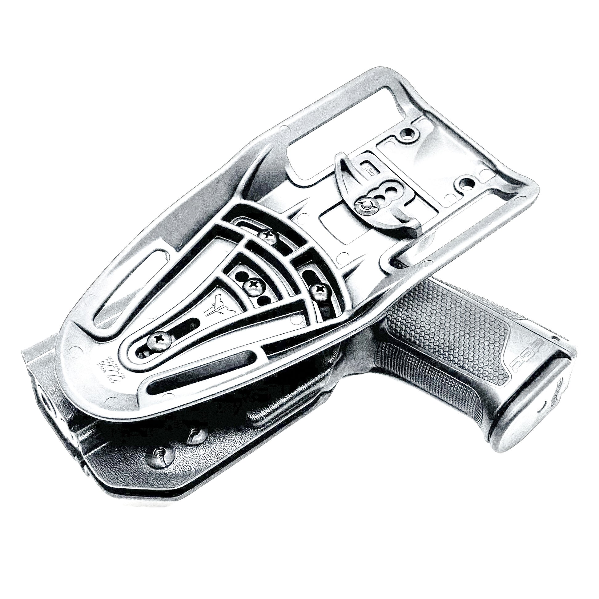 Black OWB Duty and Competition Holster with a Blade-Tech Duty Drop for the Walther PDP 3.5" pistol.