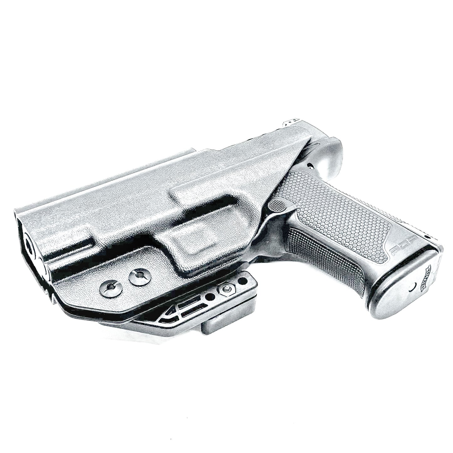 Black Inside Waistband IWB holster for the Walther PDP 3.5" pistol with DCC Monoblock and a modwing.