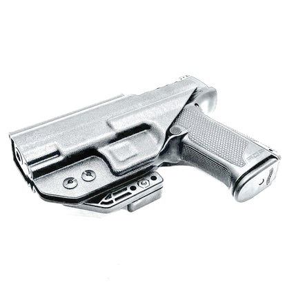 Black Inside Waistband IWB holster for the Walther PDP 3.5" pistol with DCC Monoblock and a modwing.