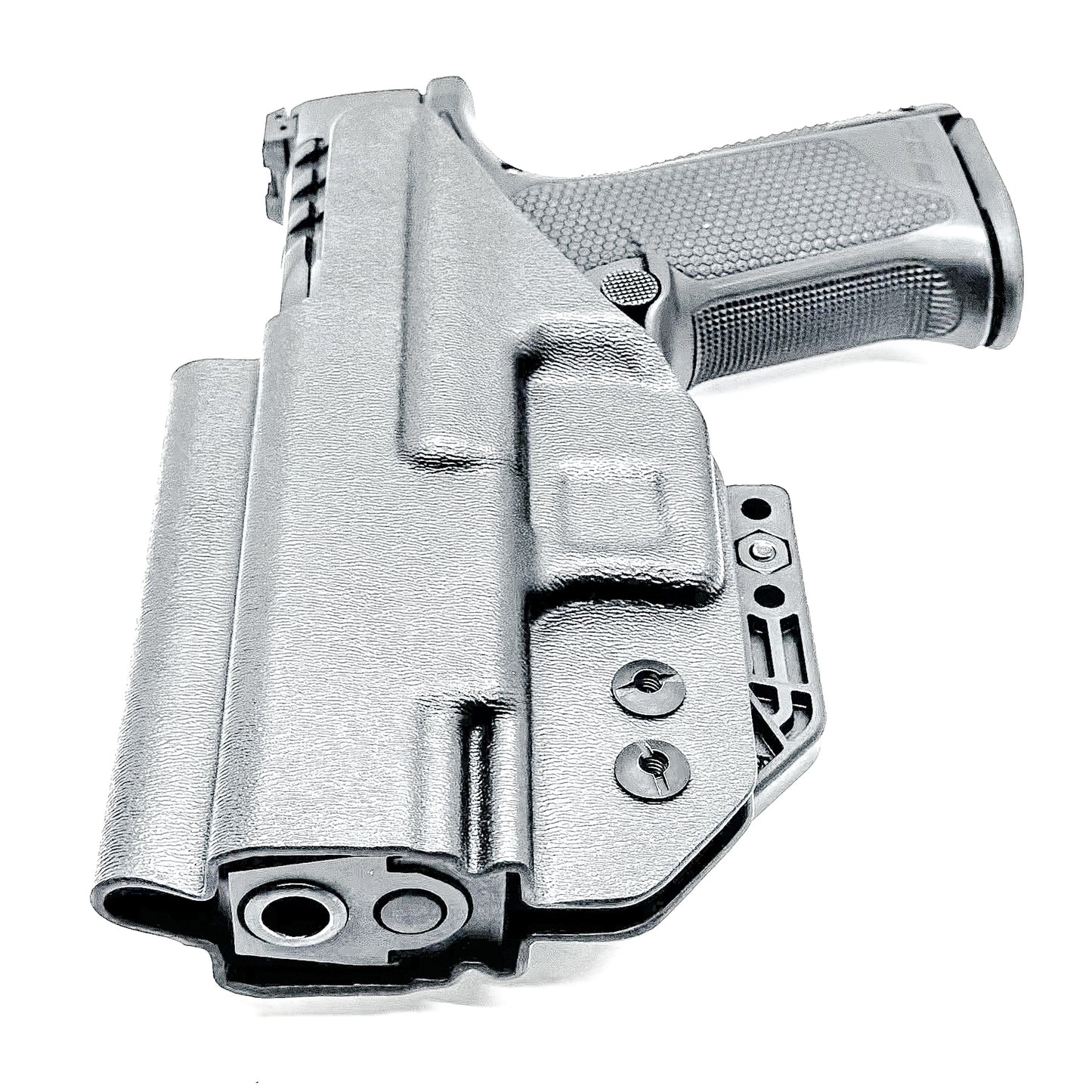 Black Inside Waistband IWB holster for the Walther PDP 3.5" pistol with DCC Monoblock and a modwing.