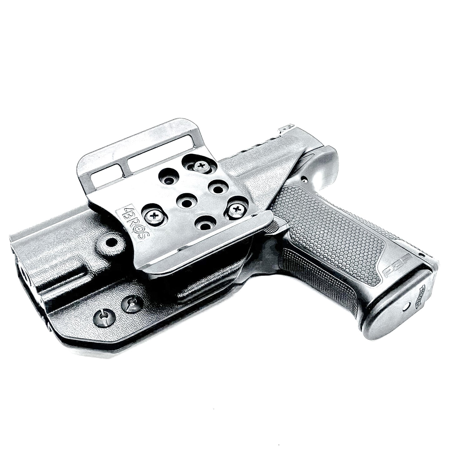 Outside the Waistband OWB holster for the Walther PDP 3.5" pistol in Black with the 4BROS 1.5" Belt Slide.