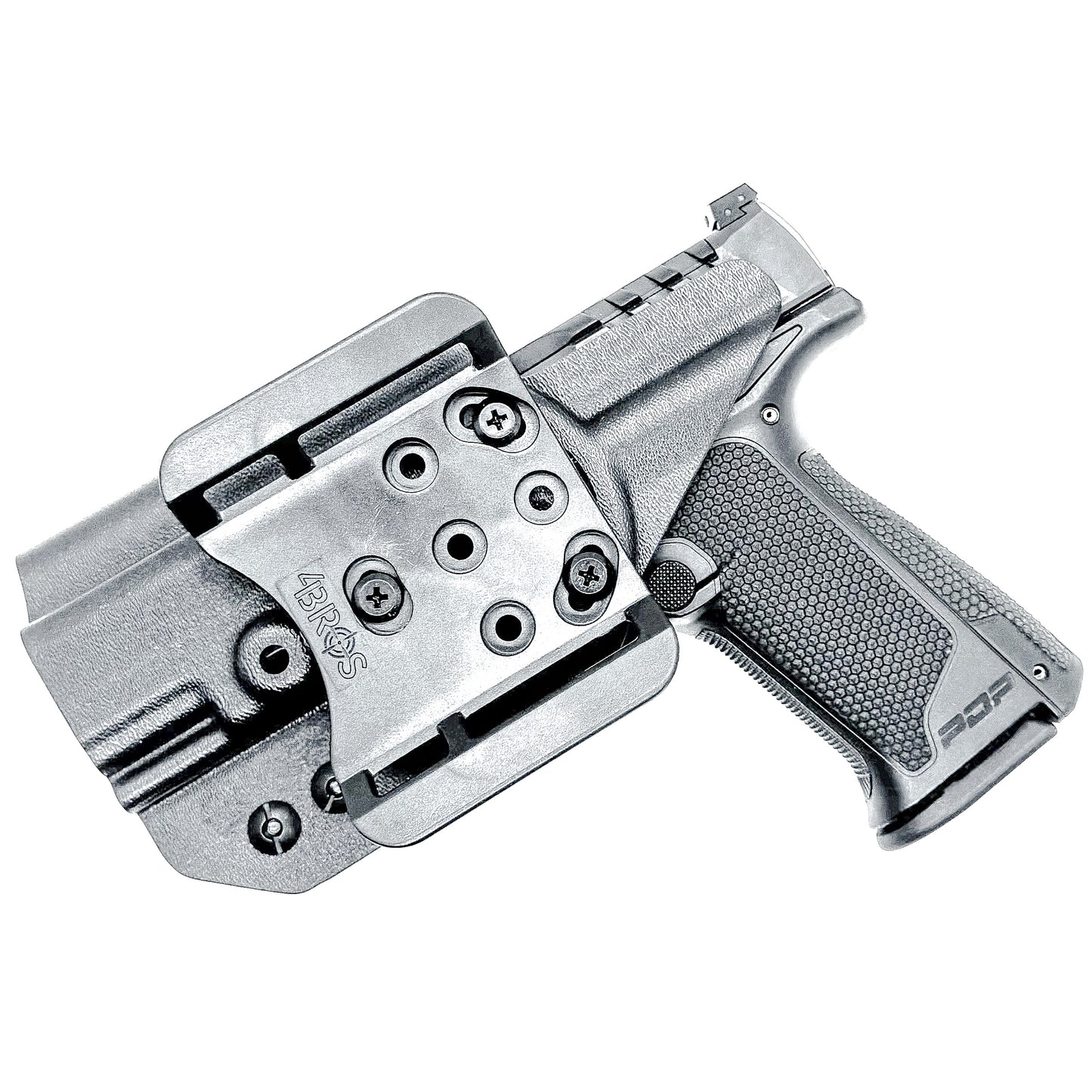 Outside the Waistband OWB holster for the Walther PDP 3.5" pistol in Black with the 4BROS 1.5" Belt Slide.