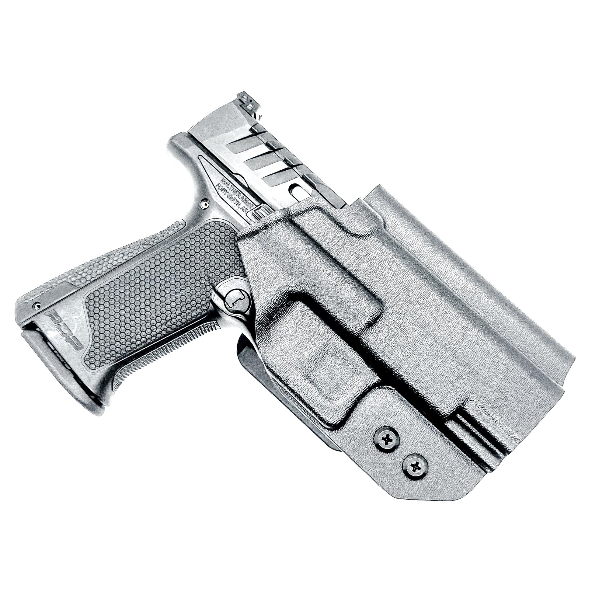 Outside the Waistband OWB holster for the Walther PDP 3.5" pistol in Black with the 4BROS 1.5" Belt Slide.