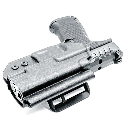 Outside the Waistband OWB holster for the Walther PDP 3.5" pistol in Black with the 4BROS 1.5" Belt Slide.