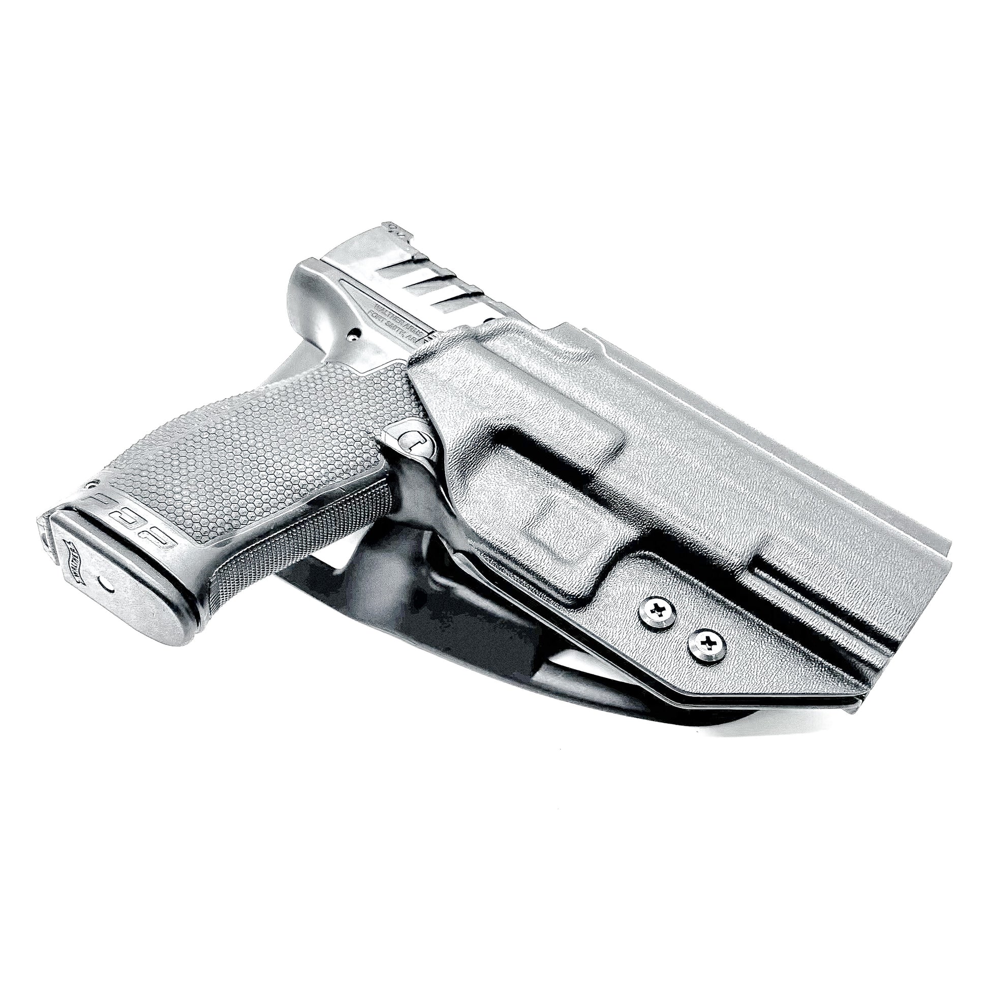 Black OWB Duty and Competition Holster with a Blade-Tech Duty Drop for the Walther PDP 4.5" pistol.