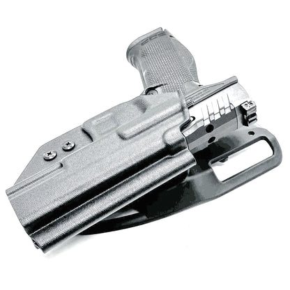 Black OWB Duty and Competition Holster with a Blade-Tech Duty Drop for the Walther PDP 4.5" pistol.