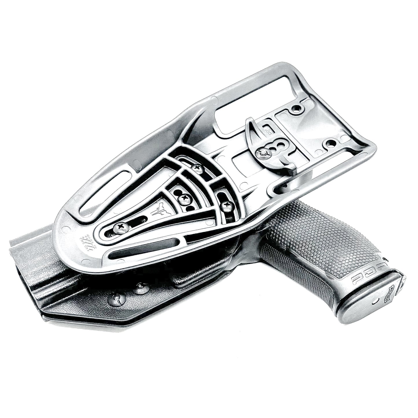 Black OWB Duty and Competition Holster with a Blade-Tech Duty Drop for the Walther PDP 4.5" pistol.