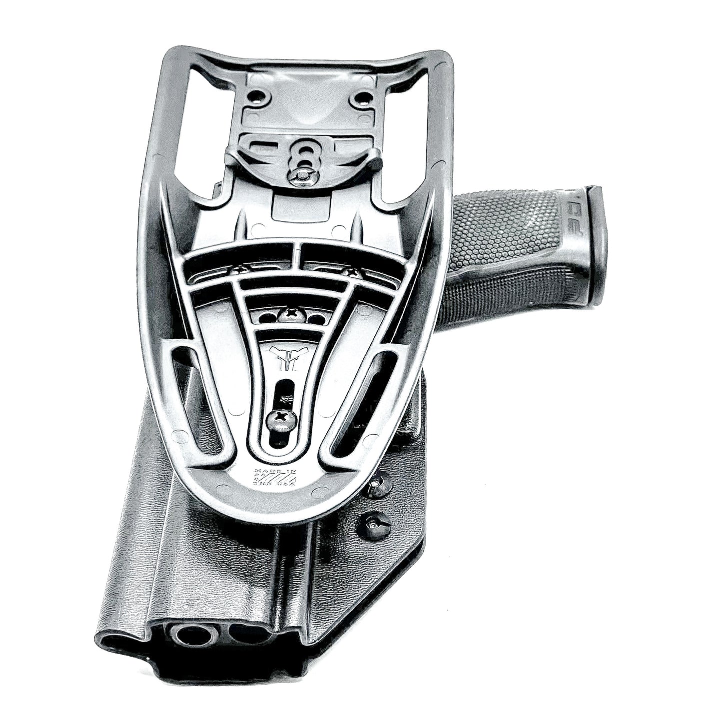 Black OWB Duty and Competition Holster with a Blade-Tech Duty Drop for the Walther PDP 4.5" pistol.