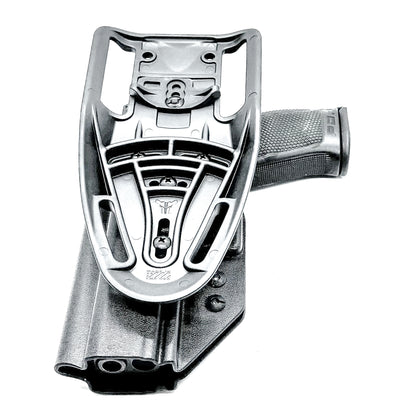 Black OWB Duty and Competition Holster with a Blade-Tech Duty Drop for the Walther PDP 4.5" pistol.