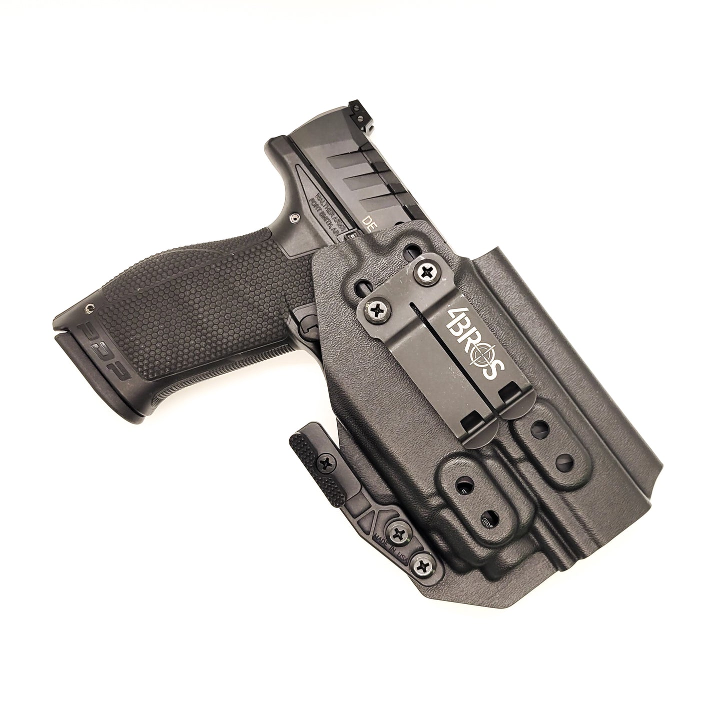 For the best concealed carry Inside Waistband IWB AIWB Holster designed to fit the Walther PDP 4.5" Full-Size pistol with the Streamlight TLR-8 mounted on the firearm, shop Four Brothers Holsters. Cut for red dot sight, full sweat guard, adjustable retention & open muzzle for threaded barrels & compensators.