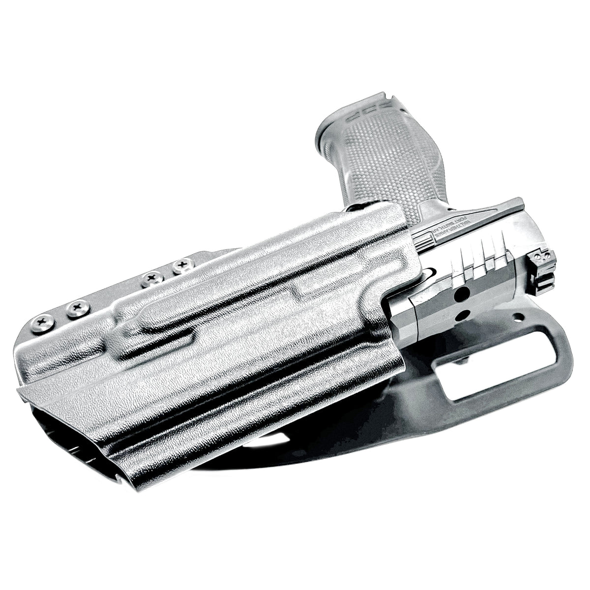 Outside Waistband (OWB) light duty and competition holster for Walther PDP 4.5" and 4.6” pistols equipped with SureFire X300 weapon light.  Made in USA.