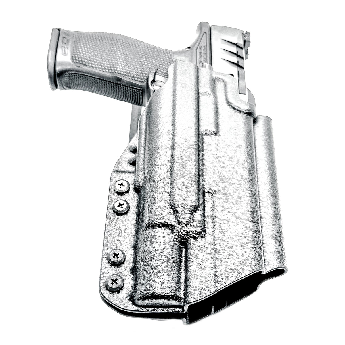 Outside Waistband (OWB) light duty and competition holster for Walther PDP 4.5" and 4.6” pistols equipped with SureFire X300 weapon light.  Made in USA.