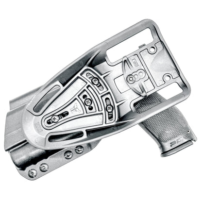 Outside Waistband (OWB) light duty and competition holster for Walther PDP 4.5" and 4.6” pistols equipped with SureFire X300 weapon light.  Made in USA.
