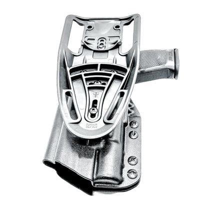 Outside Waistband (OWB) light duty and competition holster for Walther PDP 4.5" and 4.6” pistols equipped with SureFire X300 weapon light.  Made in USA.