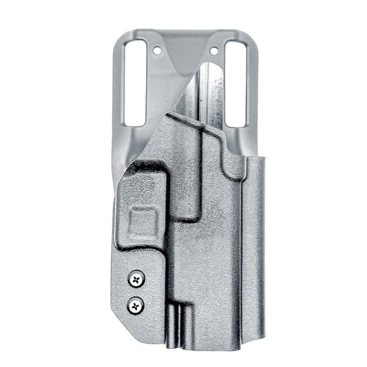 Black OWB Duty and Competition Holster with a Blade-Tech Duty Drop for the Walther PDP 4" pistol.