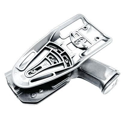 Black OWB Duty and Competition Holster with a Blade-Tech Duty Drop for the Walther PDP 4" pistol.