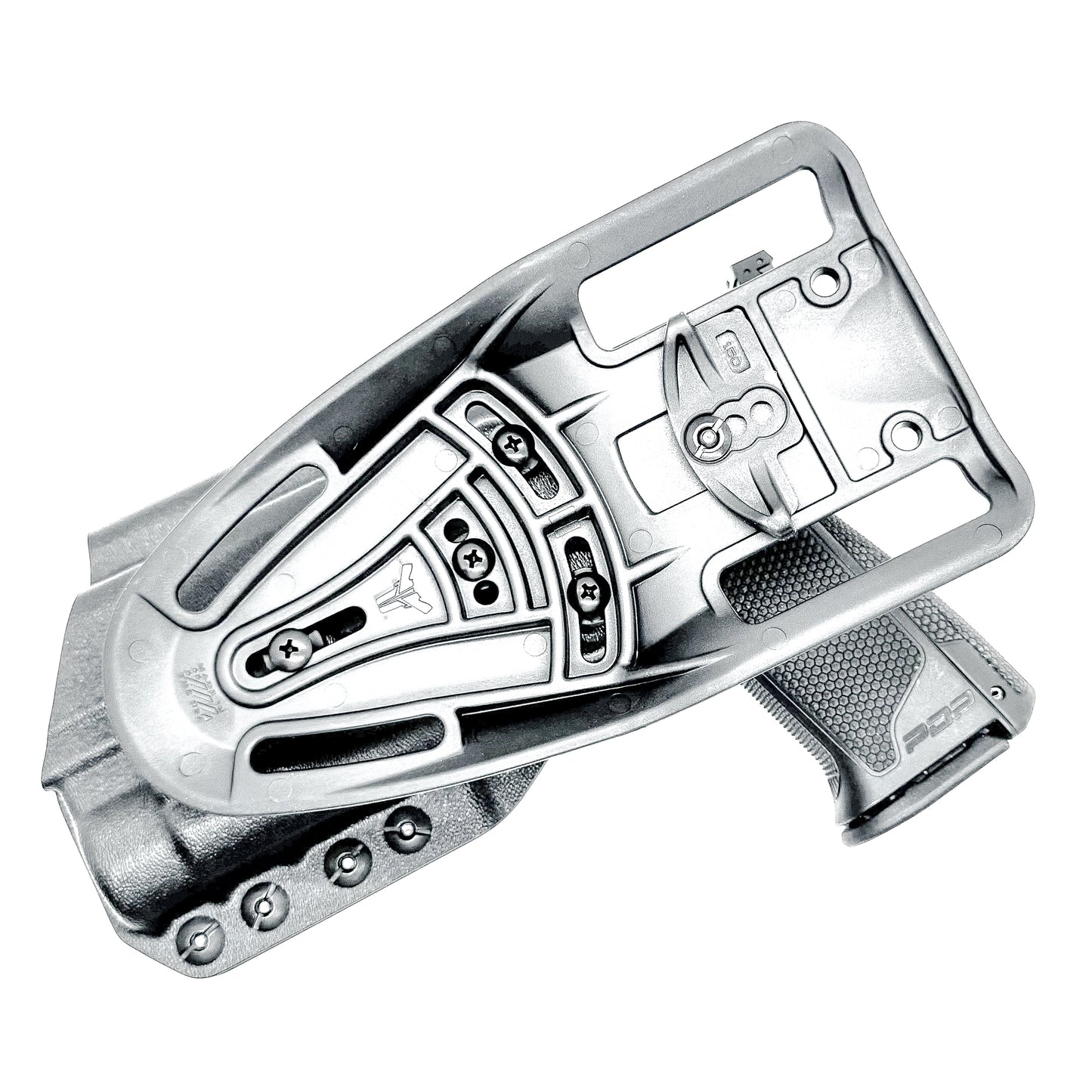 Black Duty & Competition OWB Holster for the Walther PDP 4" with TLR-1 HL light and Duty Drop attachment.