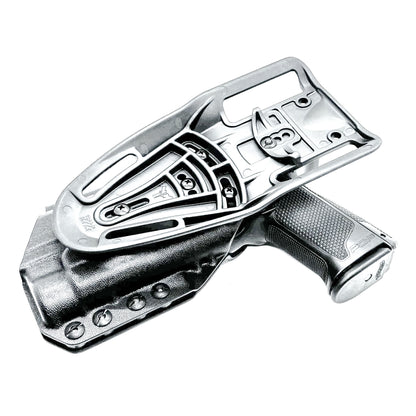 Black Duty & Competition OWB Holster for the Walther PDP 4" with TLR-1 HL light and Duty Drop attachment.