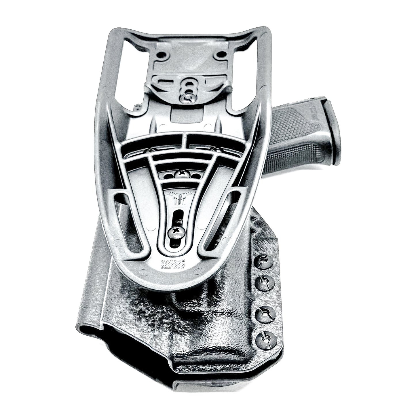 Black Duty & Competition OWB Holster for the Walther PDP 4" with TLR-1 HL light and Duty Drop attachment.