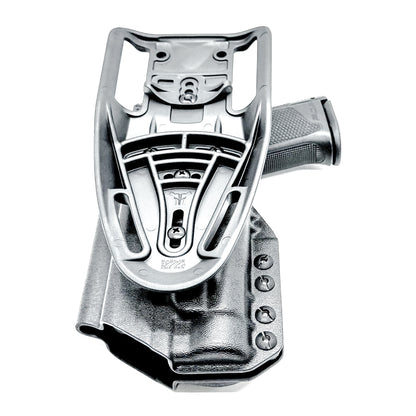 Black Duty & Competition OWB Holster for the Walther PDP 4" with TLR-1 HL light and Duty Drop attachment.