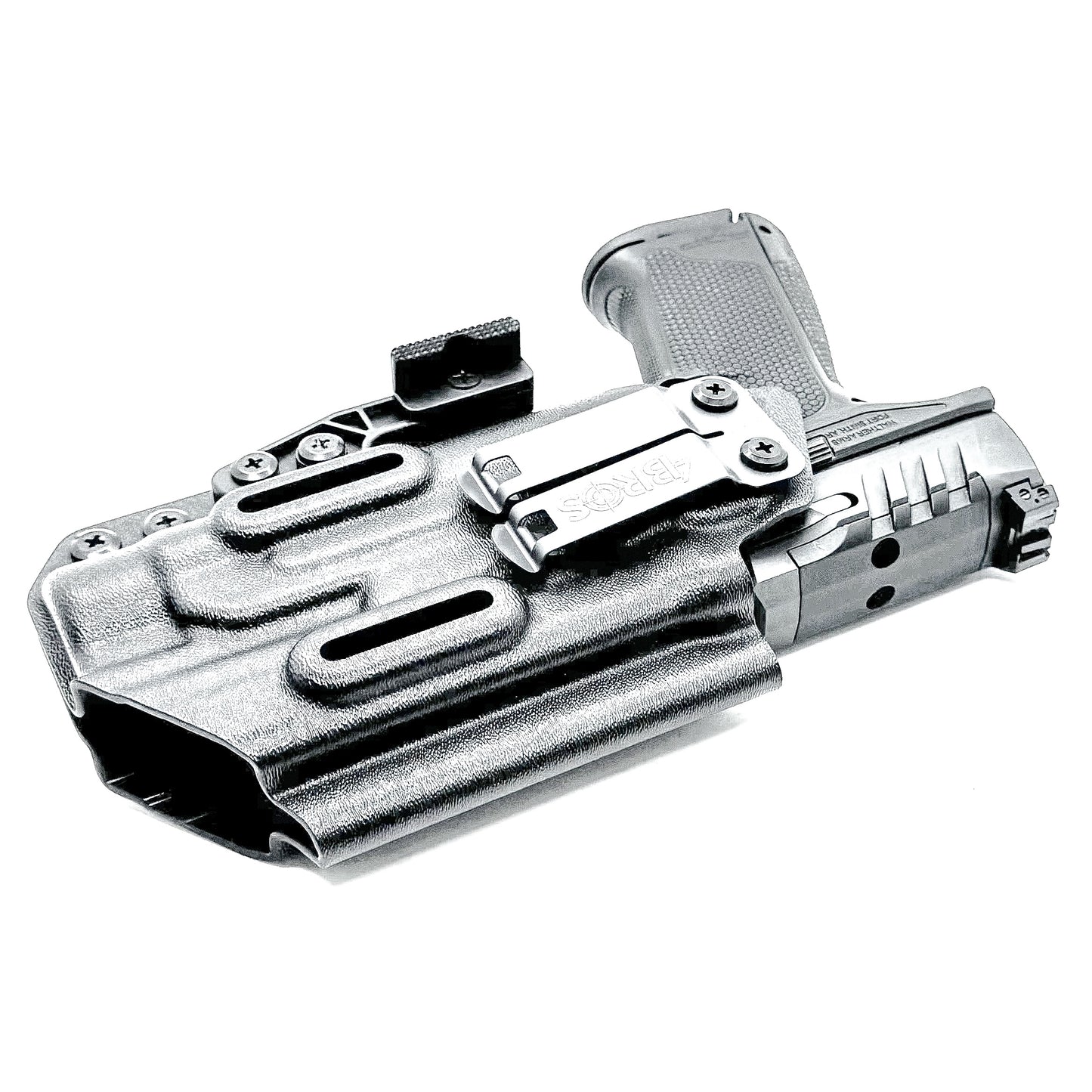 Inside Waistband Holster for the PDP 4" with the TLR-1 HL light shown in black with a DCC monoblock and a modwing.