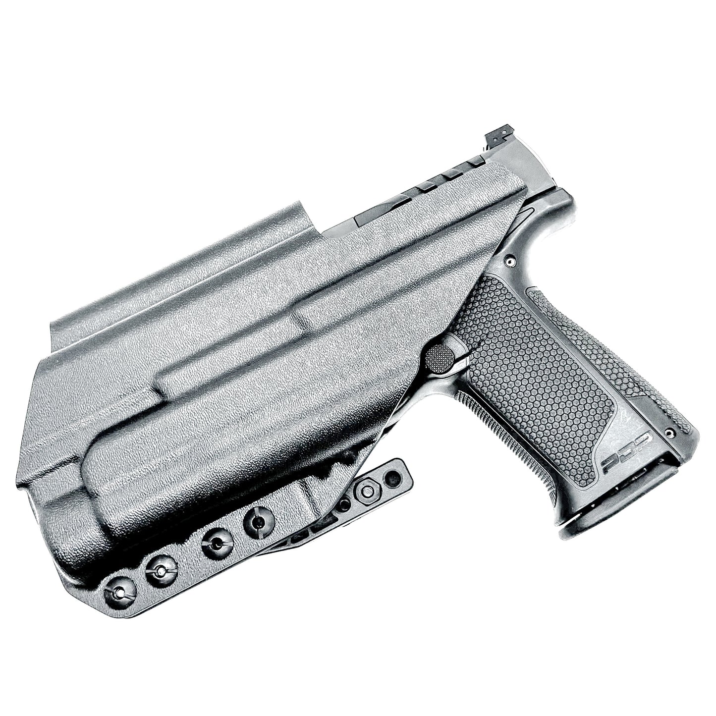 Inside Waistband Holster for the PDP 4" with the TLR-1 HL light shown in black with a DCC monoblock and a modwing.