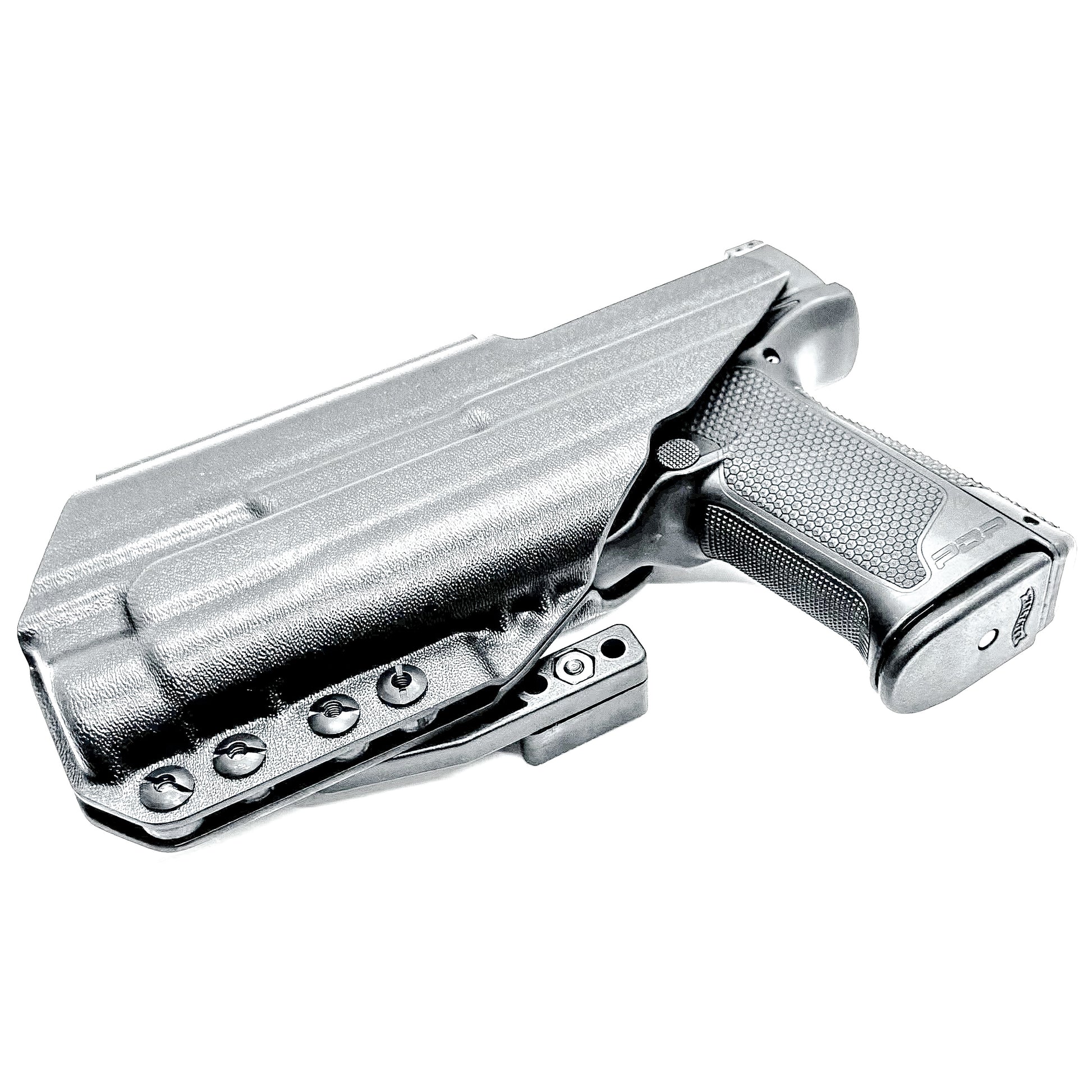 Inside Waistband Holster for the PDP 4" with the TLR-1 HL light shown in black with a DCC monoblock and a modwing.