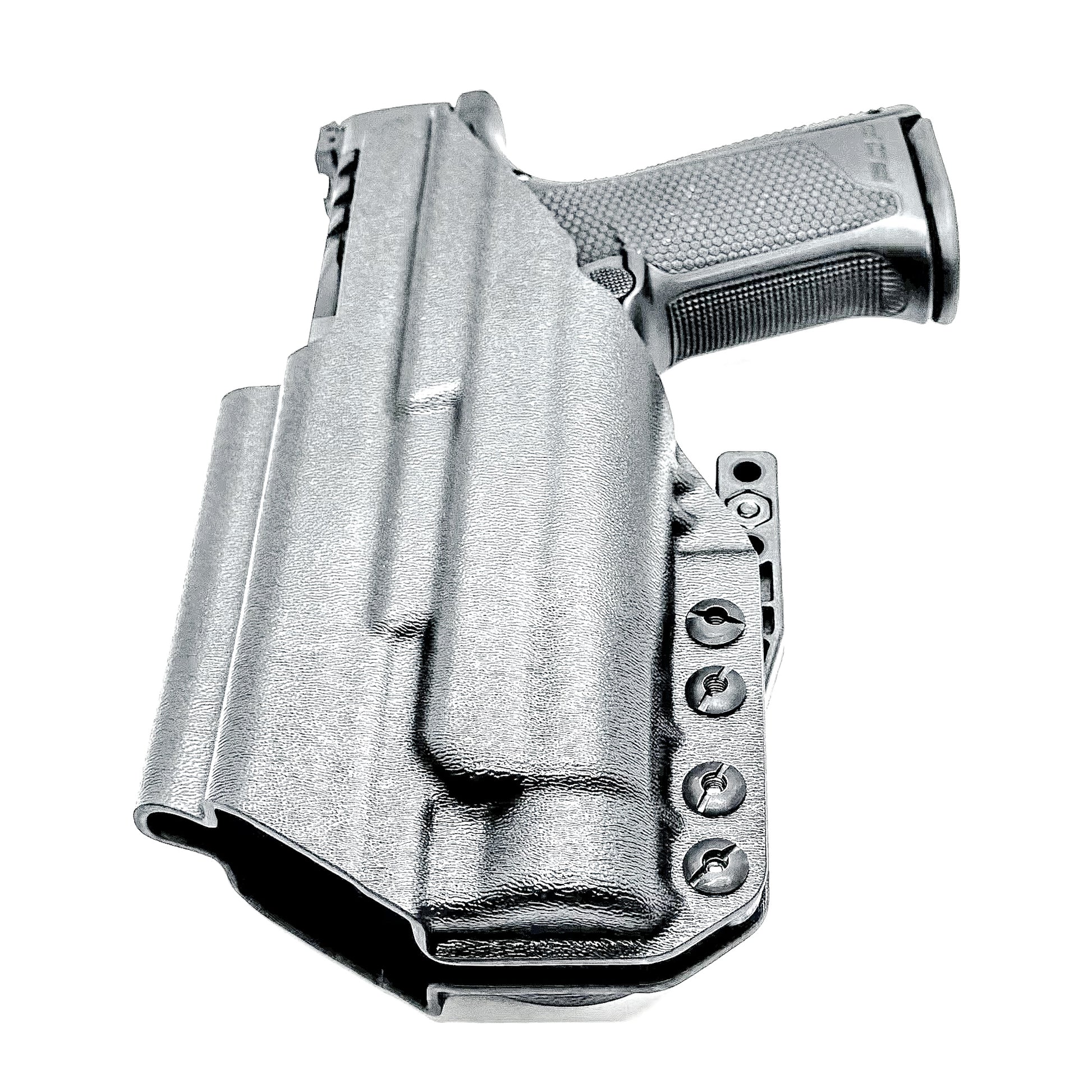 Inside Waistband Holster for the PDP 4" with the TLR-1 HL light shown in black with a DCC monoblock and a modwing.