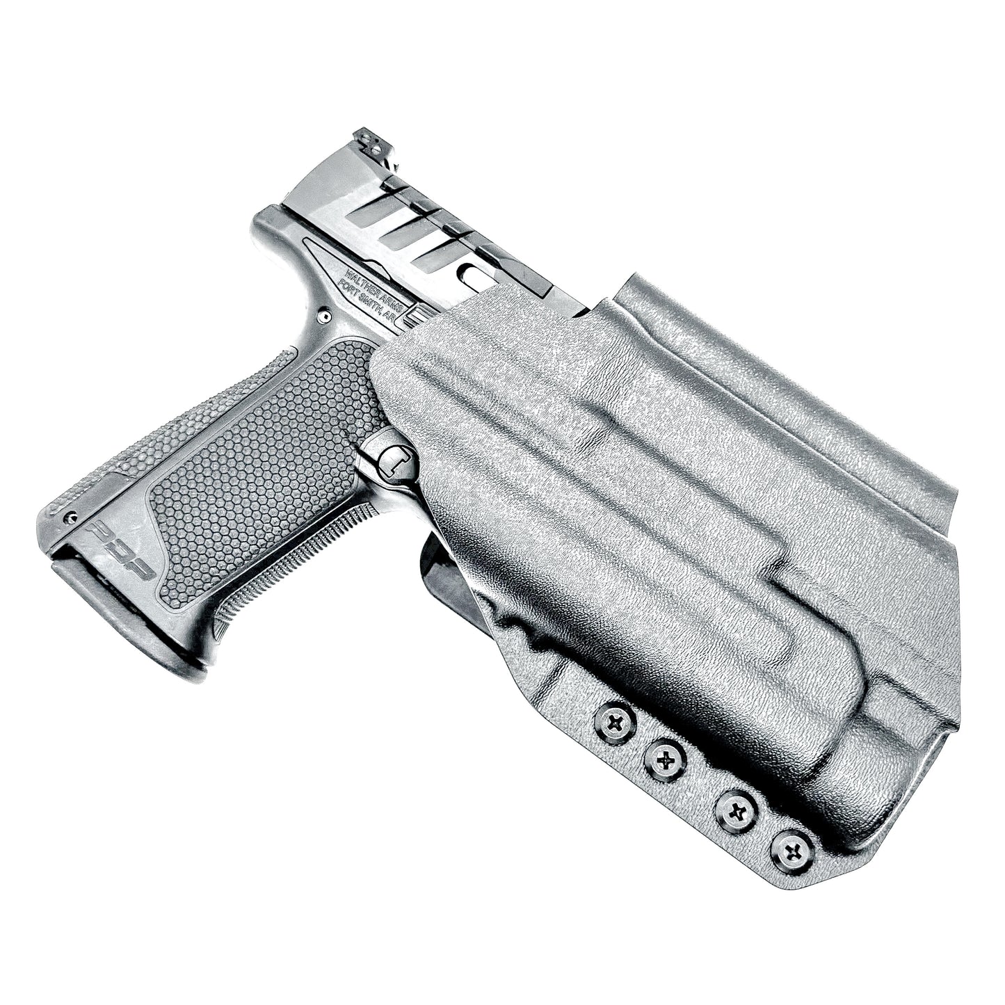 Black Outside Waistband OWB Holster for the Walther PDP 4" with TLR-1 HL light and 4Bros 1.5" Belt Slide.