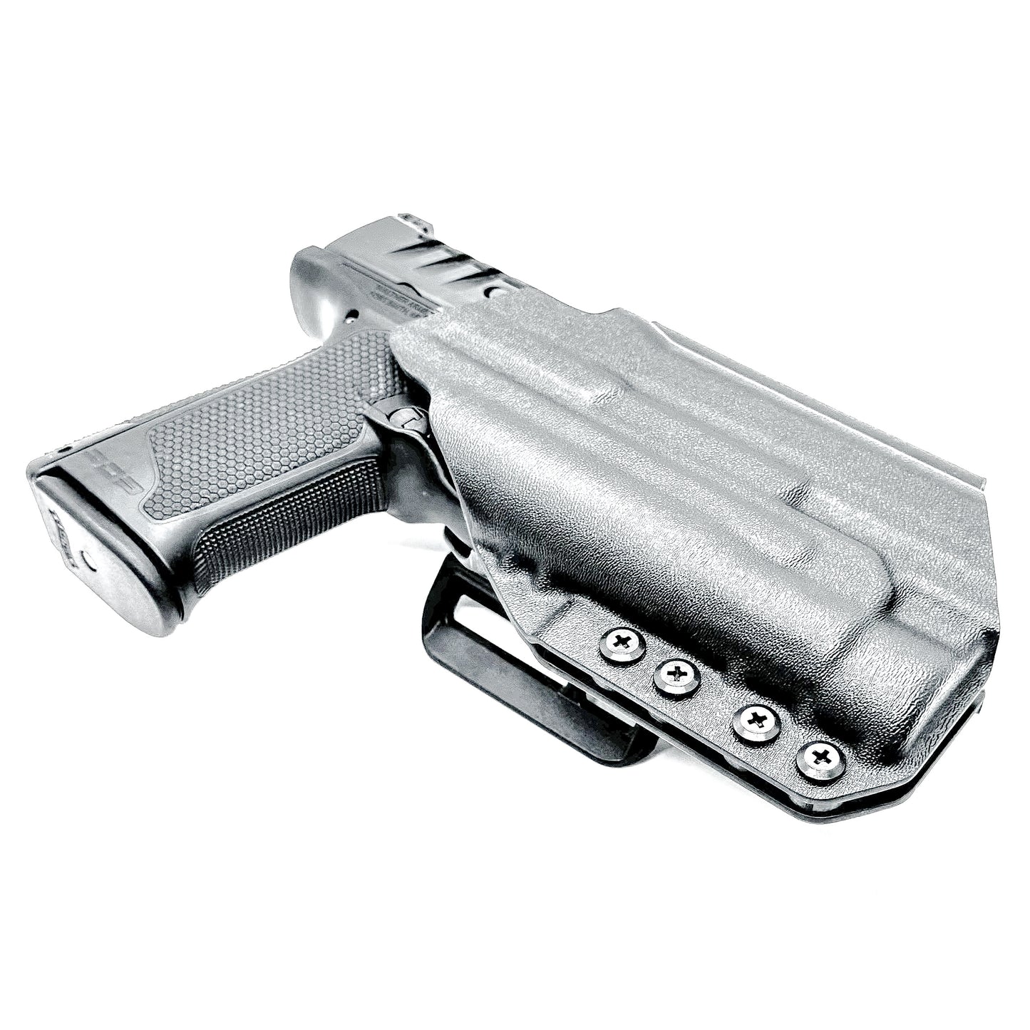 Black Outside Waistband OWB Holster for the Walther PDP 4" with TLR-1 HL light and 4Bros 1.5" Belt Slide.