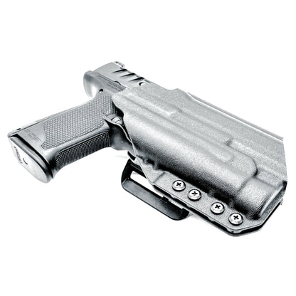 Black Outside Waistband OWB Holster for the Walther PDP 4" with TLR-1 HL light and 4Bros 1.5" Belt Slide.