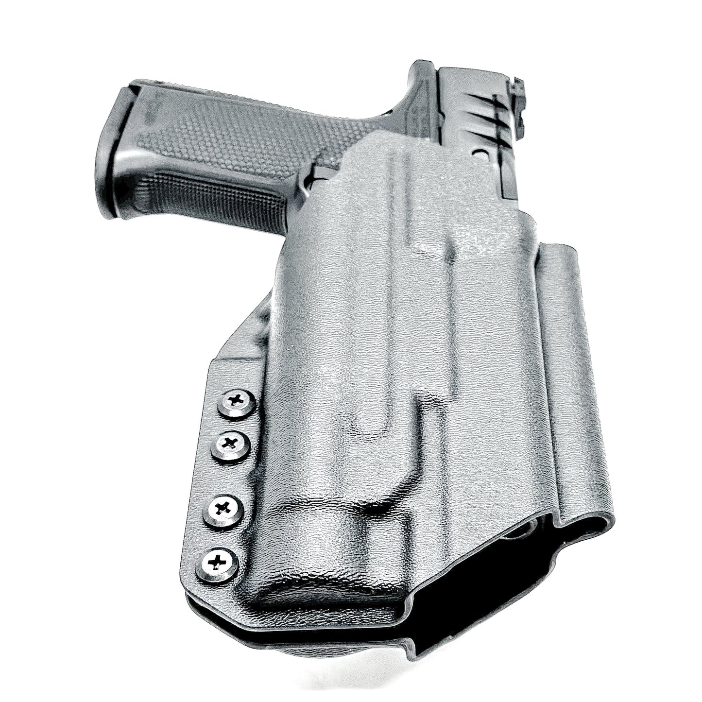 Black Outside Waistband OWB Holster for the Walther PDP 4" with TLR-1 HL light and 4Bros 1.5" Belt Slide.