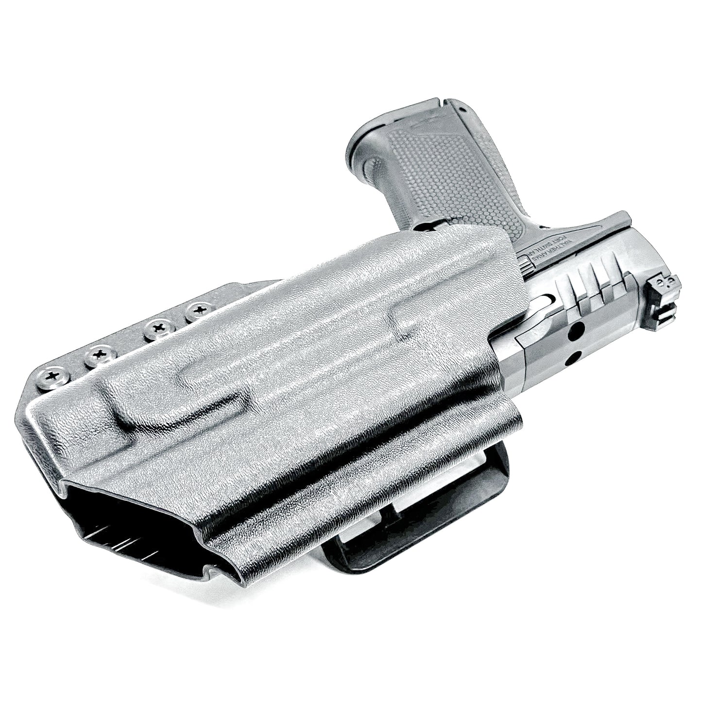 Black Outside Waistband OWB Holster for the Walther PDP 4" with TLR-1 HL light and 4Bros 1.5" Belt Slide.