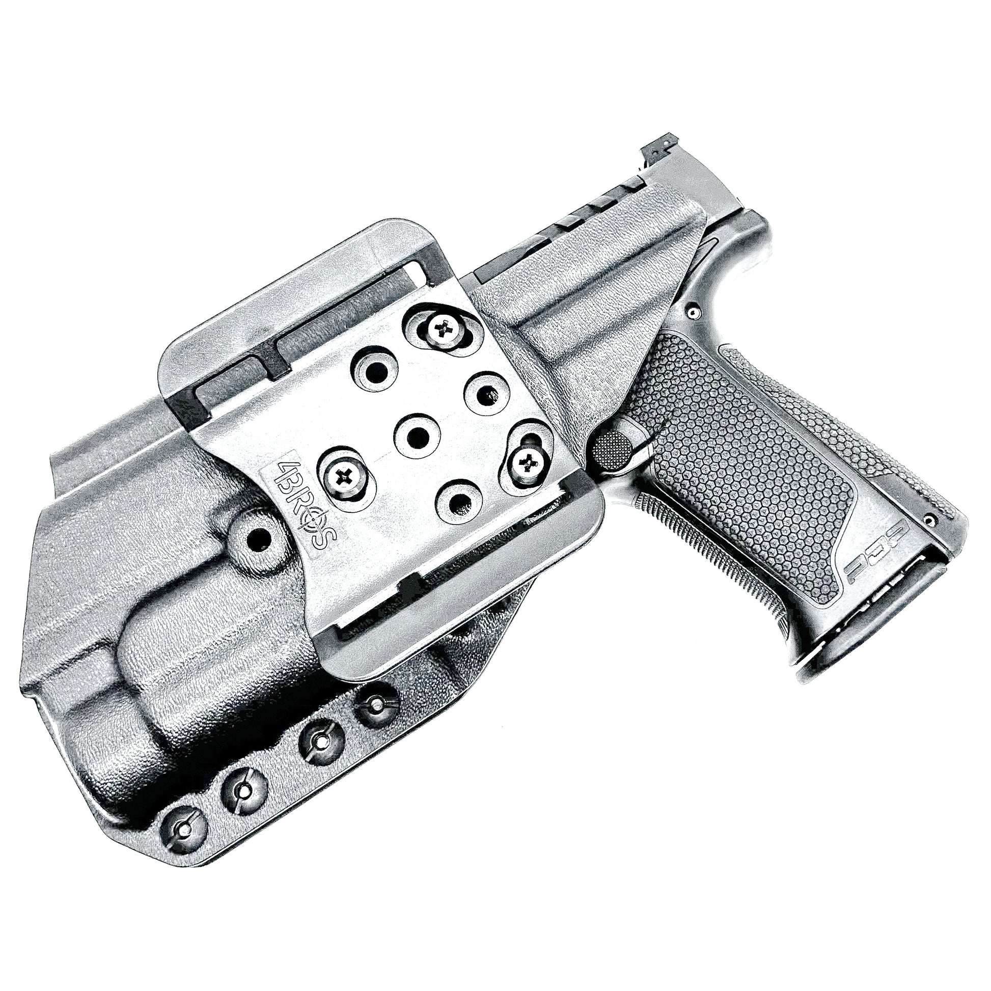 Black Outside Waistband OWB Holster for the Walther PDP 4" with TLR-1 HL light and 4Bros 1.5" Belt Slide.