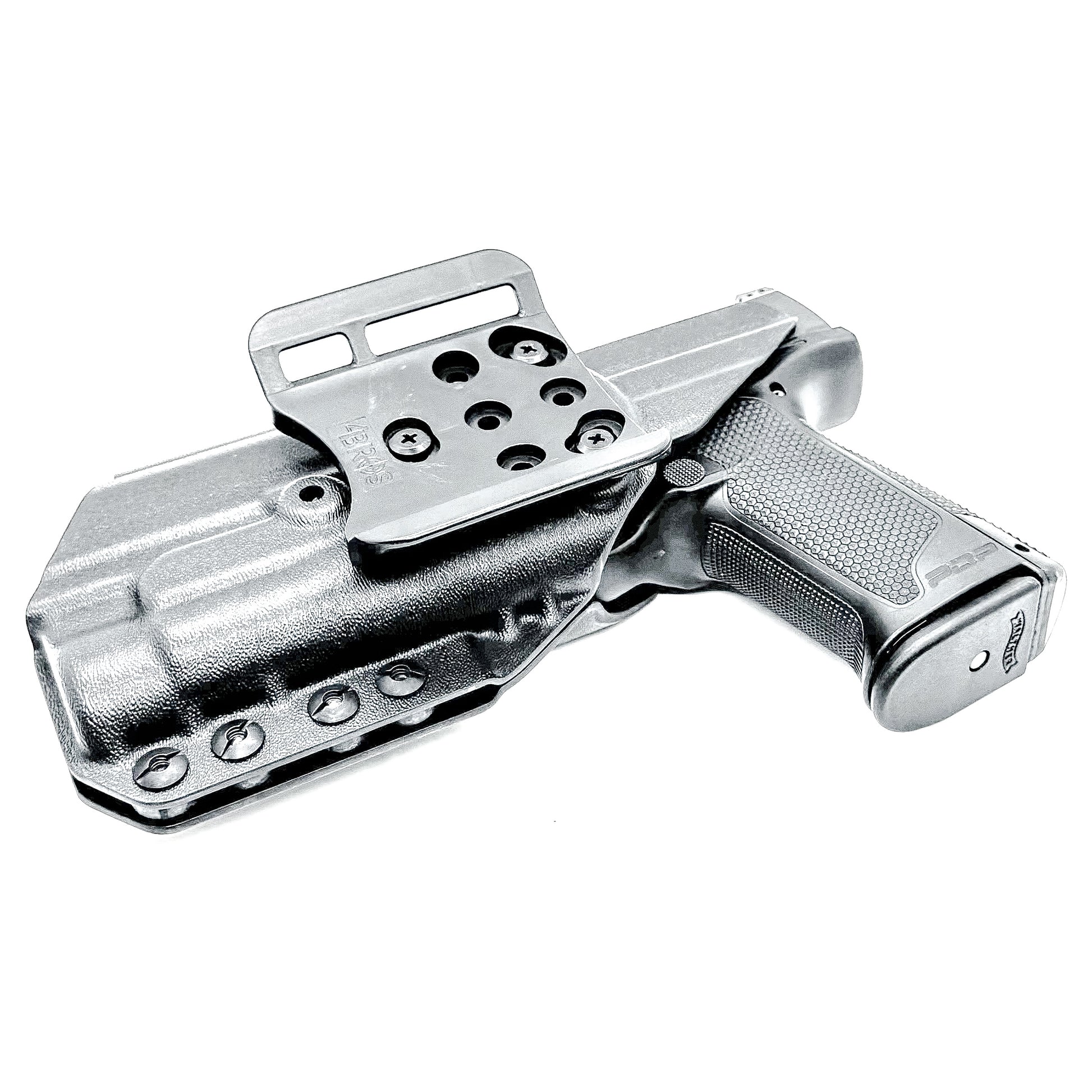 Black Outside Waistband OWB Holster for the Walther PDP 4" with TLR-1 HL light and 4Bros 1.5" Belt Slide.