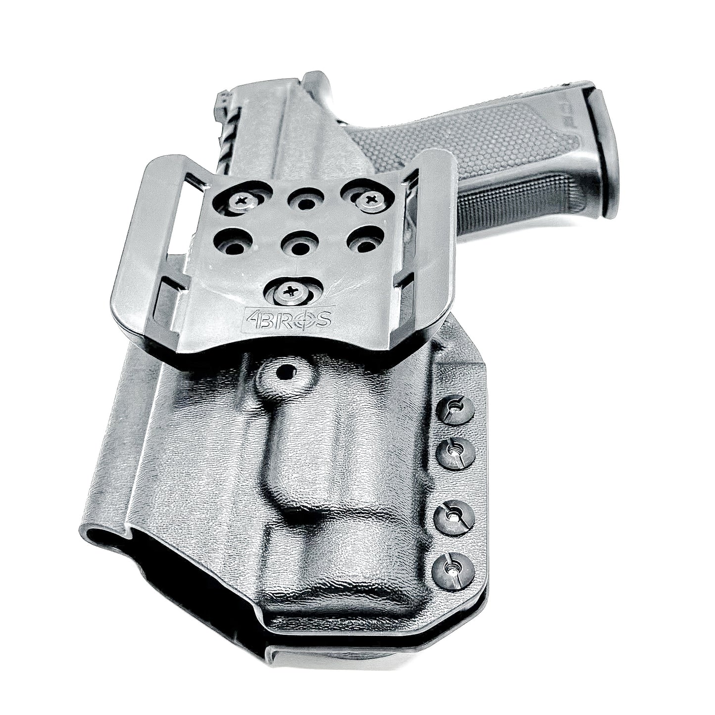 Black Outside Waistband OWB Holster for the Walther PDP 4" with TLR-1 HL light and 4Bros 1.5" Belt Slide.