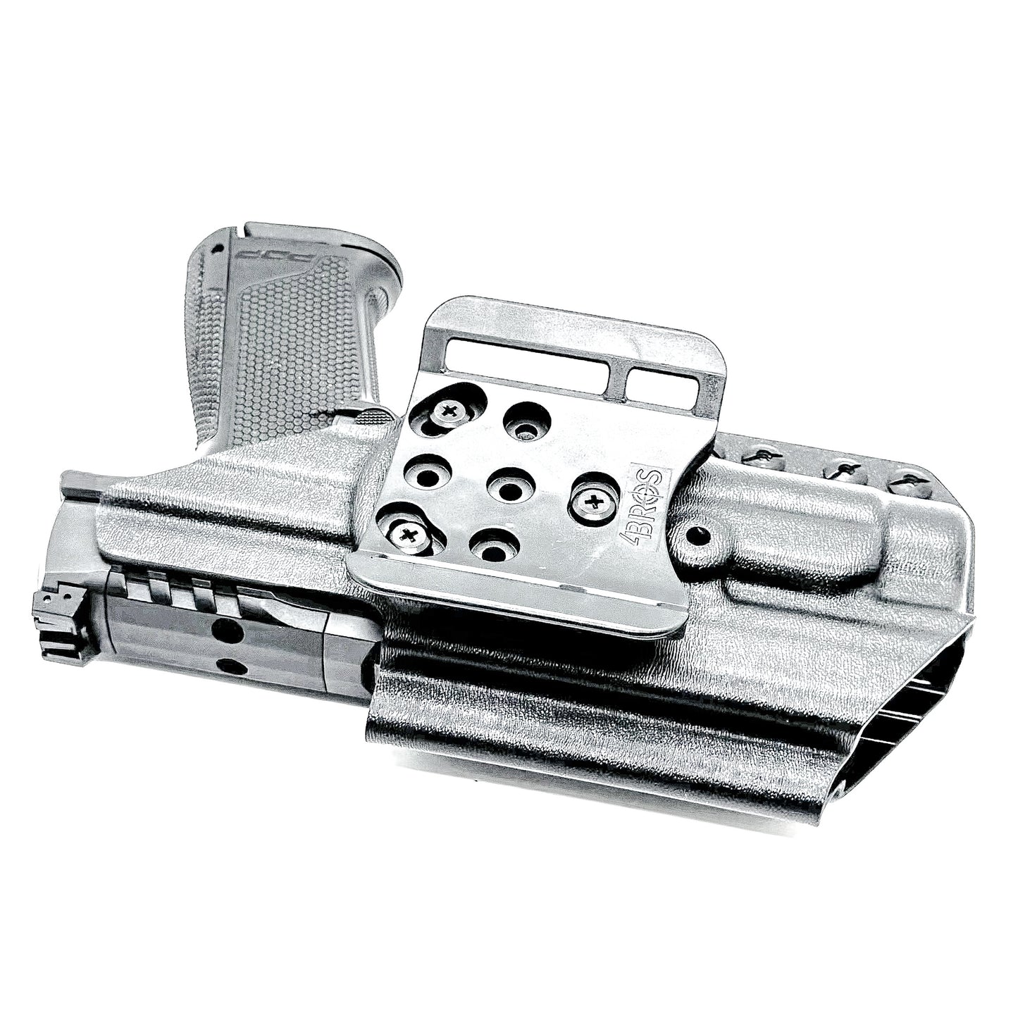 Black Outside Waistband OWB Holster for the Walther PDP 4" with TLR-1 HL light and 4Bros 1.5" Belt Slide.