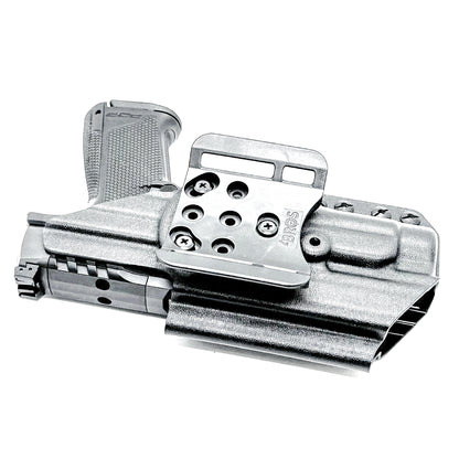 Black Outside Waistband OWB Holster for the Walther PDP 4" with TLR-1 HL light and 4Bros 1.5" Belt Slide.