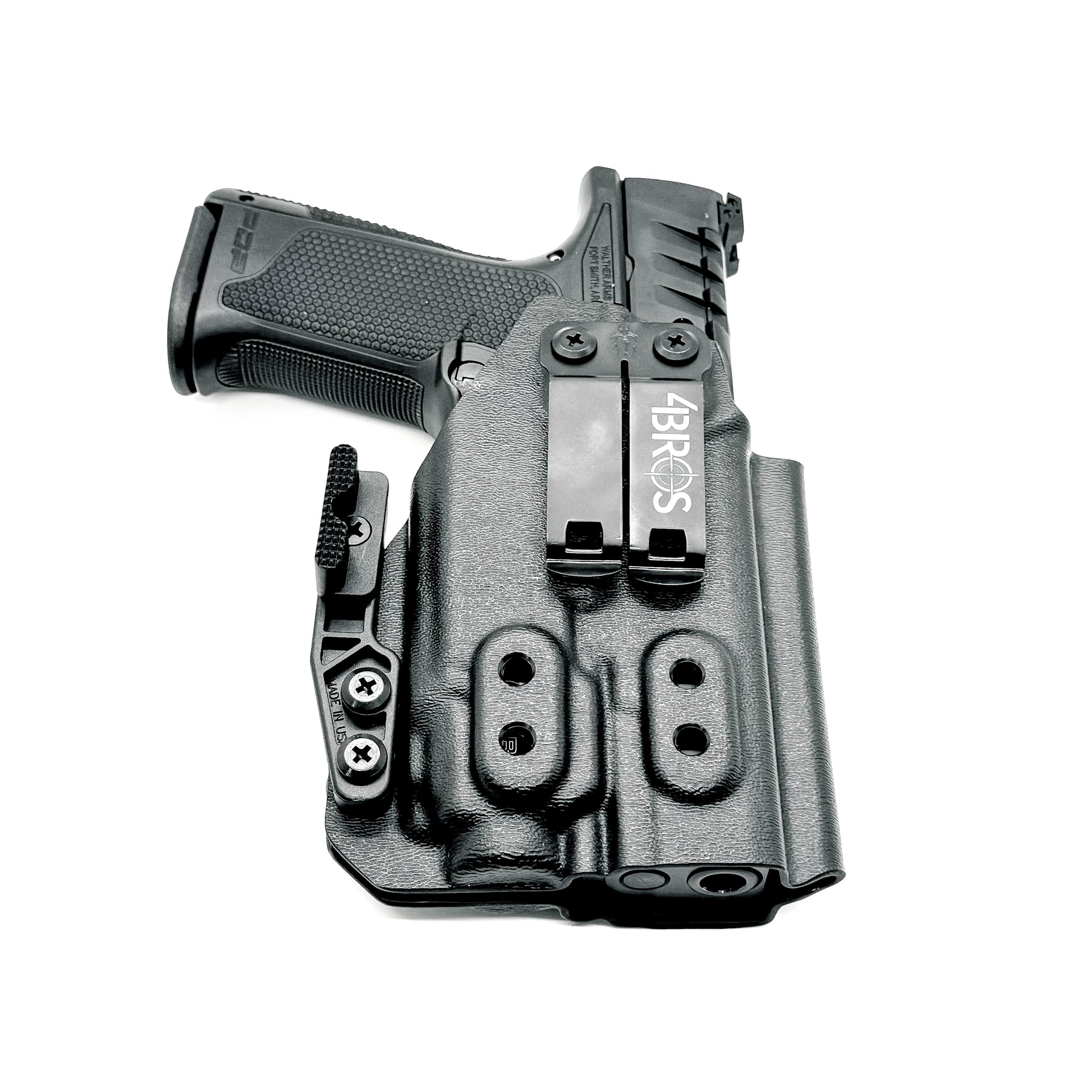 For the best concealed carry Inside Waistband IWB AIWB Holster designed to fit the Walther PDP 4" Full-Size & Compact pistol with Streamlight TLR-8 on the firearm, shop Four Brothers Holsters. Cut for red dot sight, full sweat guard, adjustable retention & open muzzle for threaded barrels & compensators.