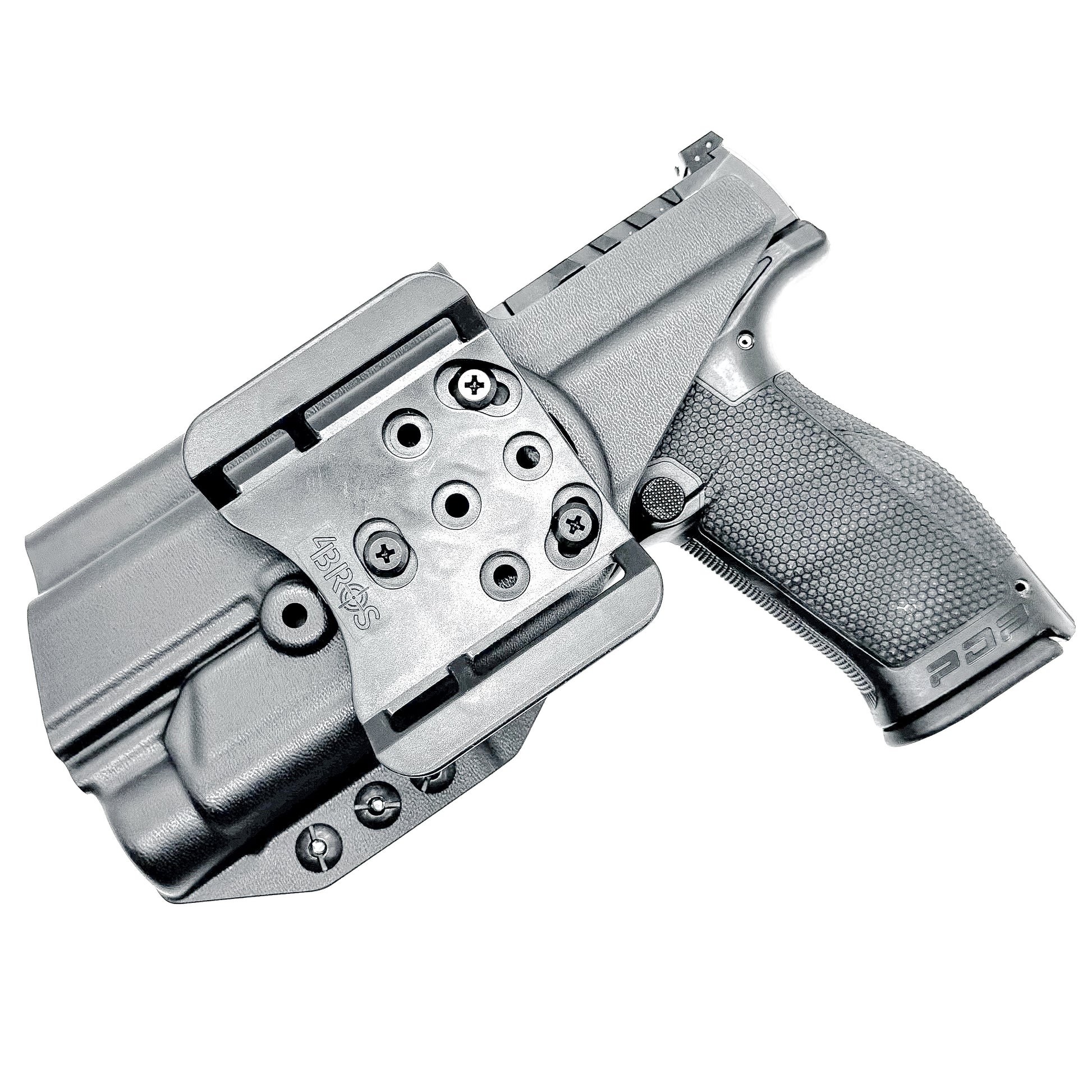 Black OWB holster ftis Walther PDP 4" or 4.5" with TLR-1 HL-X light.