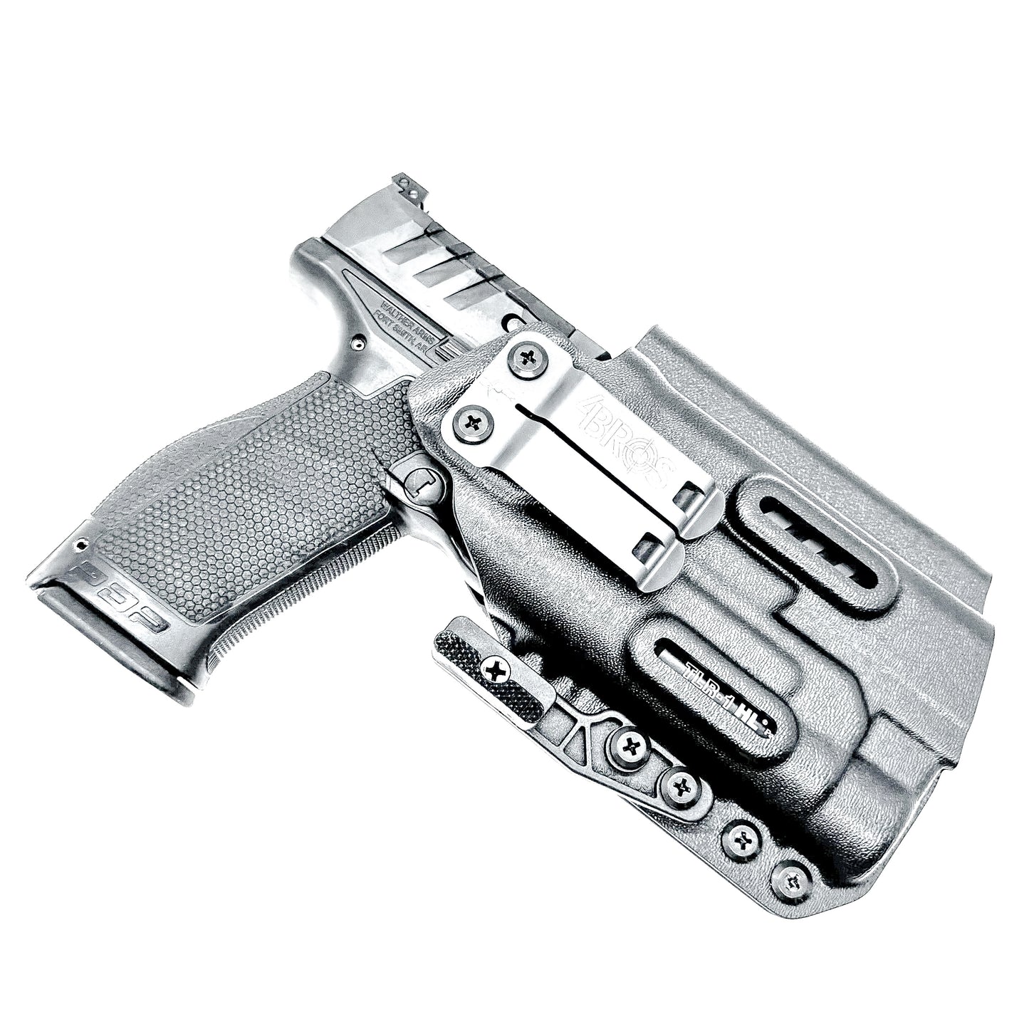 Inside Waistband Holster for the PDP 4.5" with the TLR-1 HL light shown in black with a DCC monoblock and a modwing.