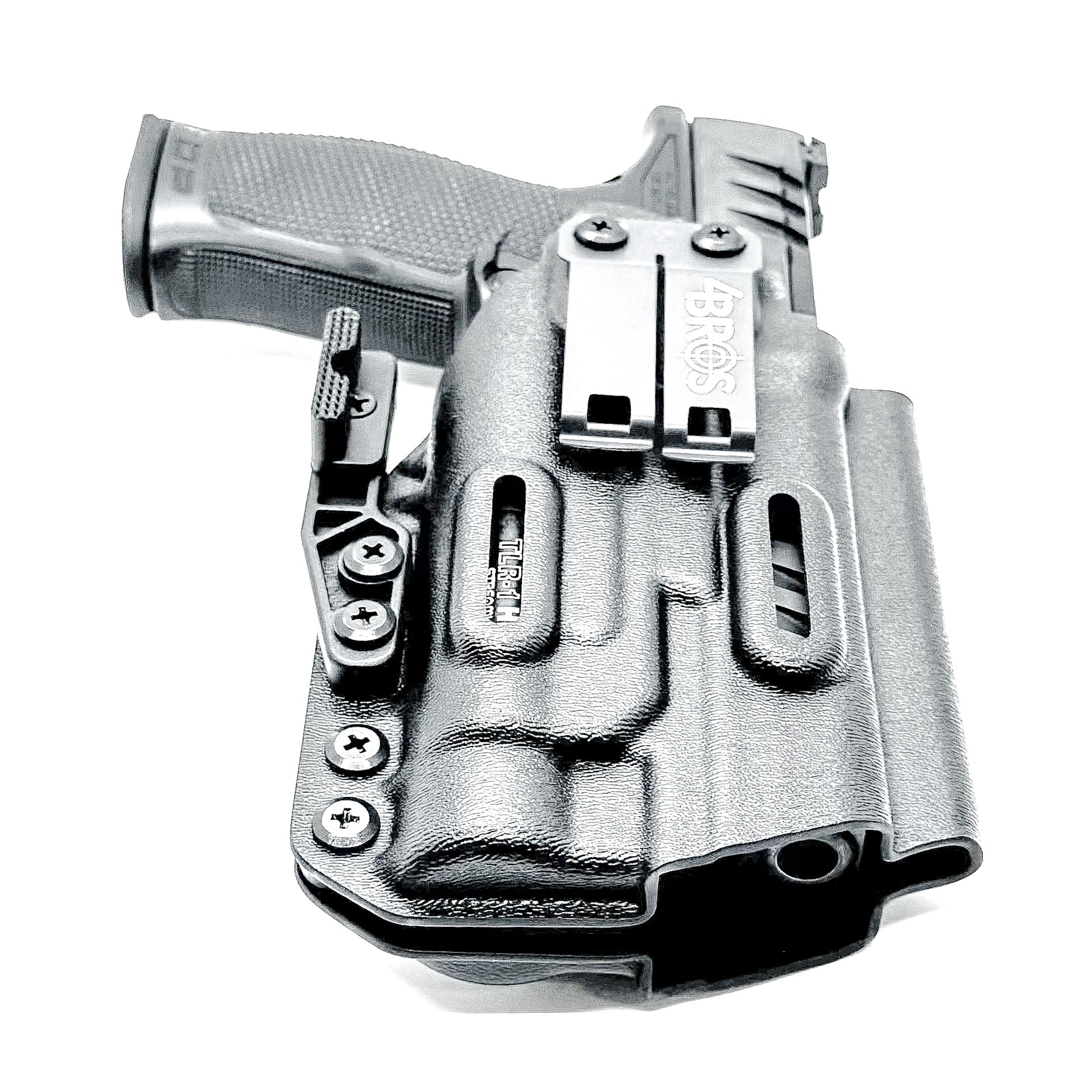 Inside Waistband Holster for the PDP 4.5" with the TLR-1 HL light shown in black with a DCC monoblock and a modwing.