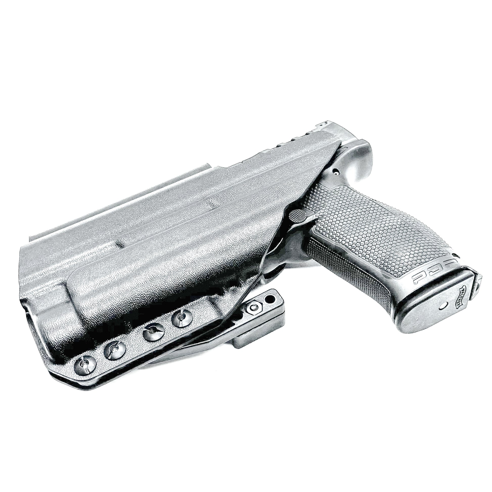 Inside Waistband Holster for the PDP 4.5" with the TLR-1 HL light shown in black with a DCC monoblock and a modwing.