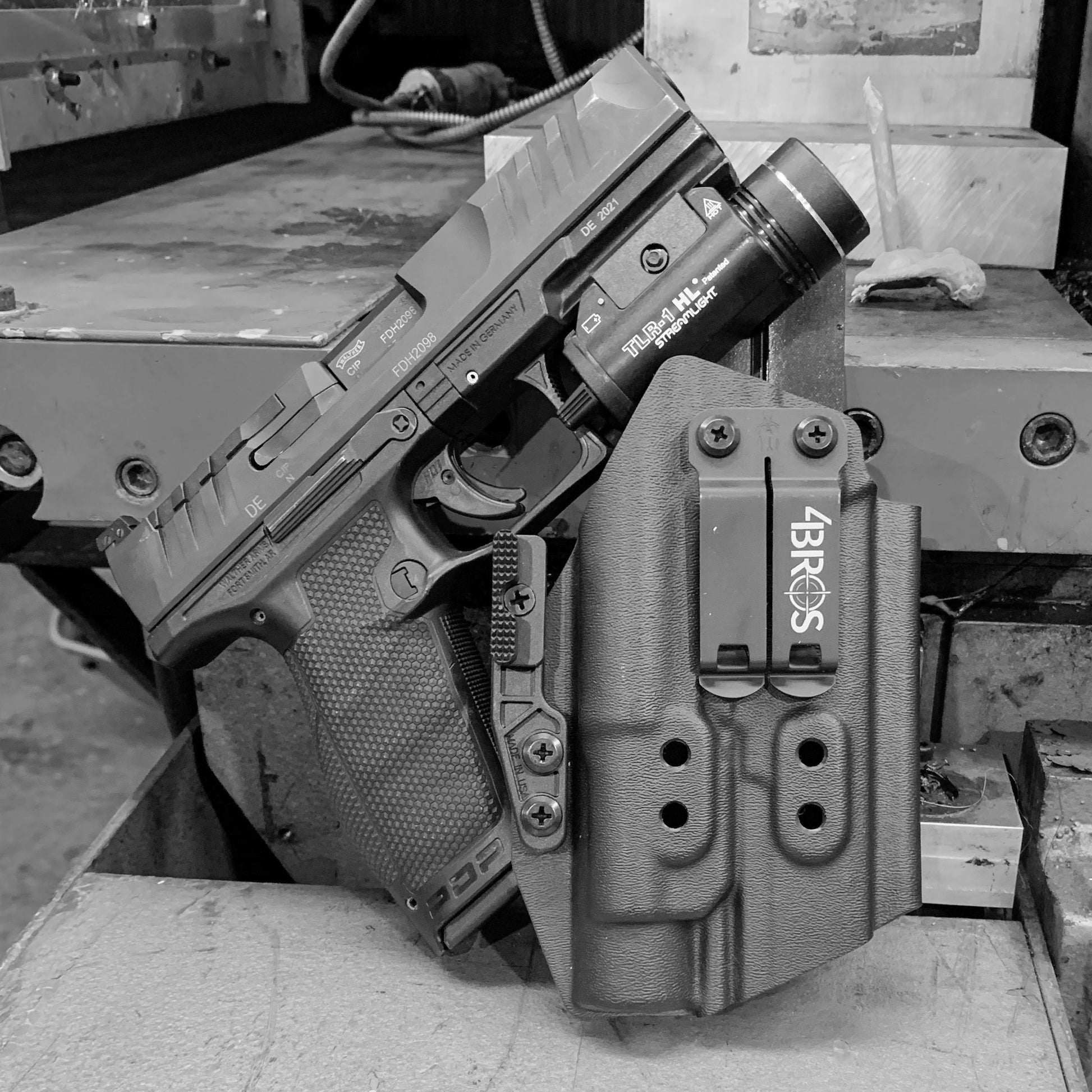 For the best Inside Waistband IWB AIWB Holster for the Walther PDP 4.5" Full-Size pistol with the Streamlight TLR-1 HL shop Four Brothers 4BROS Holsters.