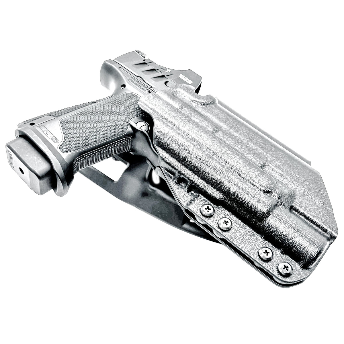 Outside Waistband (OWB) light duty and competition holster for Walther PDP 3.5" and 4” pistols equipped with SureFire X300 weapon light.  Made in USA.